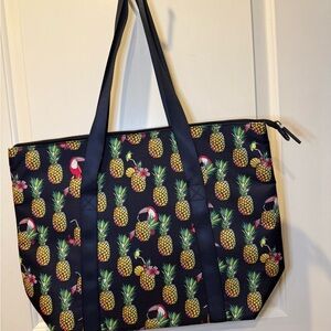 Black and Yellow Pineapple Print Tote Bag